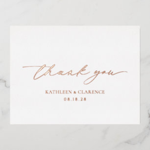 Classic Elegant Wedding Thank You Foil Invitation Postcard