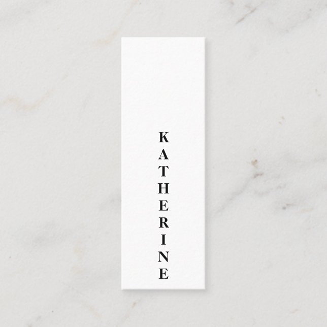 Classic elegant white black minimalist photo plain mini business card (Front)