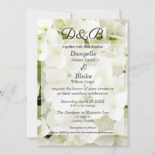 Classic Elegant White Hydrangea Monogram Invitation
