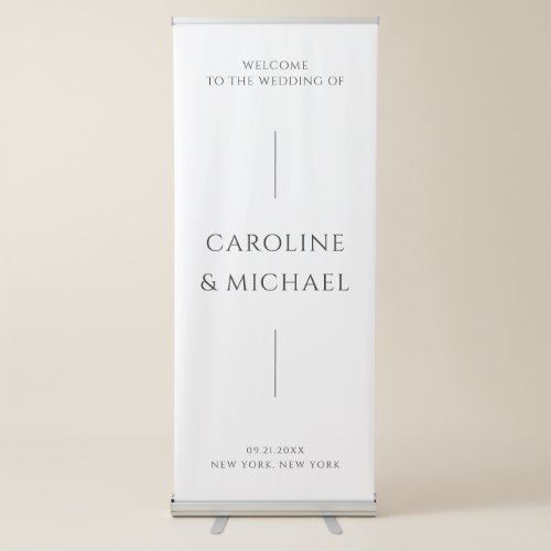 Classic Elegant White Minimalist Wedding Welcome Retractable Banner