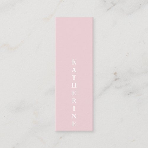 Classic elegant white pink minimalist photo plain mini business card