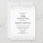 Classic Elegant White Silver Glitter 50th Birthday Invitation | Zazzle