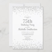 Classic Elegant White Silver Glitter 75th Birthday Invitation (Front)