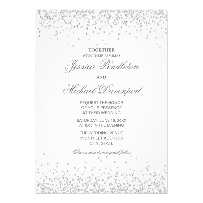 Classic Elegant White Silver Glitter Wedding Invitation | Zazzle.com