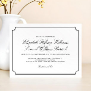 Classic Elegant White Simple Wedding Invite