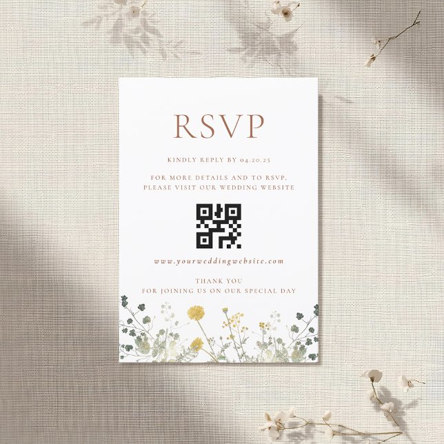 Classic Elegant Wildflower Wedding QR code RSVP (Creator Uploaded)
