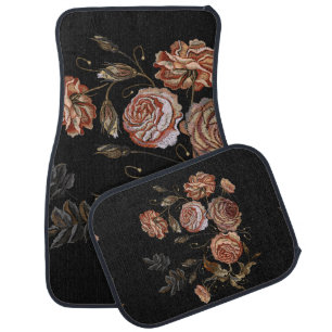 Classic embroidery vintage buds of roses pattern car floor mat