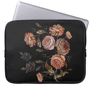 Classic embroidery vintage buds of roses pattern laptop sleeve