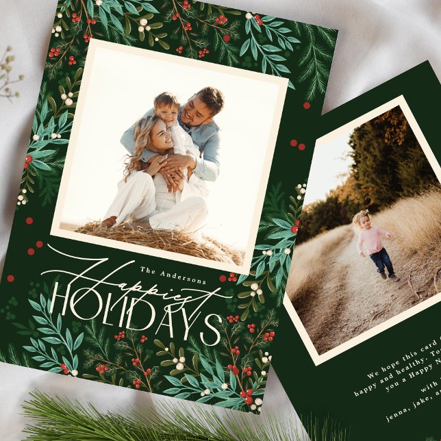 Classic Emerald Green Elegant Photo Christmas Holiday Card (Creator Uploaded)