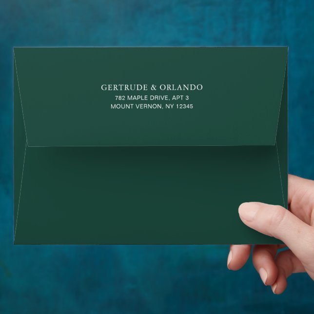 Classic Emerald Green Elegant Wedding Envelope (Hand)