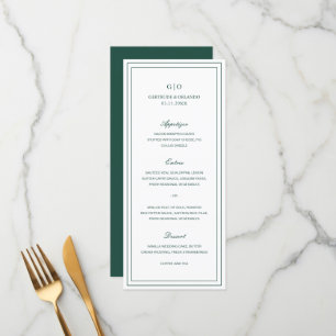 Classic Emerald Green Elegant Wedding Menu