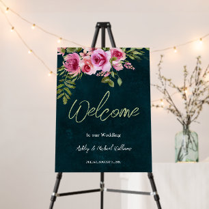Classic Emerald Green Floral Dark Moody Wedding Foam Board