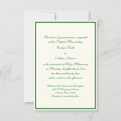 Classic Emerald Green Font Invitation