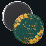 Classic Emerald Green & Gold Wedding Thank You Magnet<br><div class="desc">The Classic Emerald Green Gold Floral Wedding thank you favor tag features golden flowers and chic hand lettered typography against timeless emerald green background. ♥ View the collection on this page to find matching products. ♥Customize it with your text by using the template fields. ♥ If you want to change...</div>