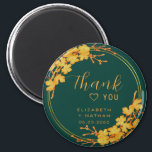 Classic Emerald Green & Gold Wedding Thank You Magnet<br><div class="desc">The Classic Emerald Green Gold Floral Wedding thank you favor tag features golden flowers and chic hand lettered typography against timeless emerald green background. ♥ View the collection on this page to find matching products. ♥Customize it with your text by using the template fields. ♥ If you want to change...</div>