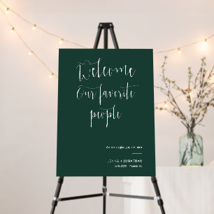Classic Emerald Green Minimalist Welcome Wedding Foam Board