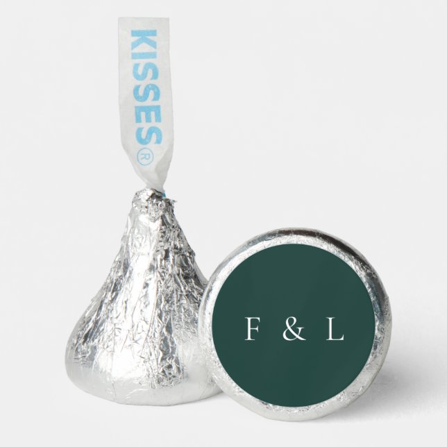 Classic Emerald Green Monogram Simple Wedding Hershey®'s Kisses® (Front)