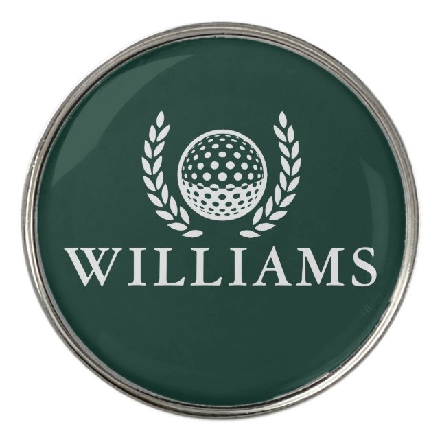 Classic Emerald Green Personalized Name Monogram Golf Ball Marker (Front)