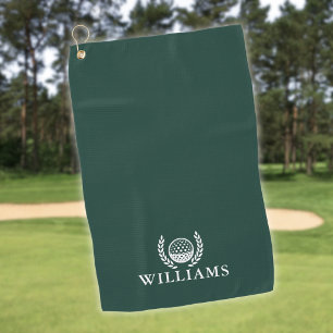 Classic Emerald Green Personalized Name Monogram Golf Towel