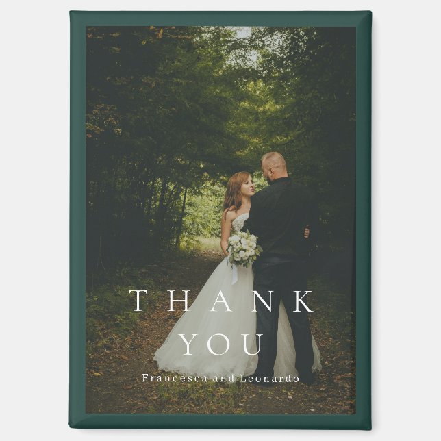 Classic Emerald Green Simple Photo Wedding Magnet (Front)