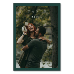Classic Emerald Green Simple Photo Wedding Table Number