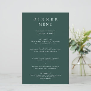 Classic Emerald Green Simple Wedding Menu