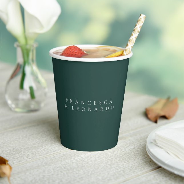 Classic Emerald Green Simple Wedding Paper Cups (Insitu)
