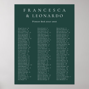 Classic Emerald Green Simple Wedding Seating Chart