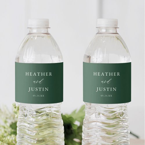 Classic Emerald Green Wedding Water Bottle Label