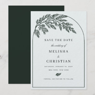 Classic Emerald Green Winter Save the Date Card