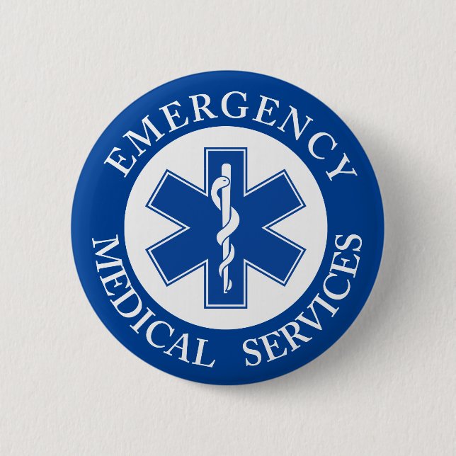 Classic EMT EMS Paramedic Symbol Pinback Button (Front)