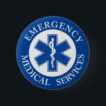 Classic EMT EMS Paramedic Symbol Pinback Button<br><div class="desc">A classic style EMT/EMS paramedic button.</div>