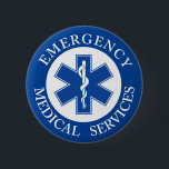 Classic EMT EMS Paramedic Symbol Pinback Button<br><div class="desc">A classic style EMT/EMS paramedic button.</div>