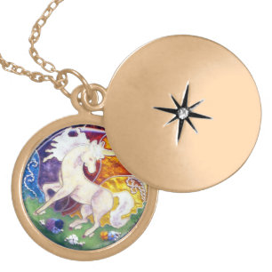 CLASSIC ENAMEL UNICORN CHARM LOCKET NECKLACE