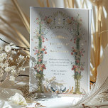 Classic Enchanted Garden Wedding Invitation Foil Invitation<br><div class="desc">This wedding invitation is a romantic canvas painted with the soft tones of an English garden. Carnation pink, coral, and ivory blooms cascade down ornate golden urns, symbolizing the growth and blossoming of love. The floral archway, adorned with delicate greenery, frames the couple's initials in a traditional Victorian style, creating...</div>