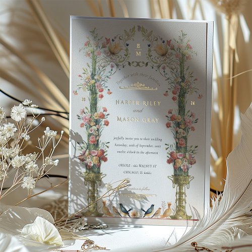 Classic Enchanted Garden Wedding Invitation Foil Invitation