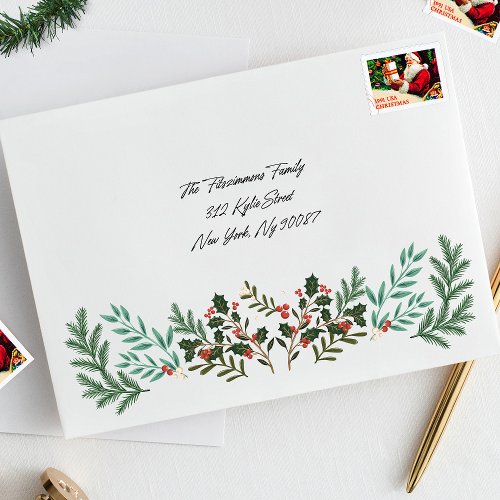 Classic Enchanting Elegant Holiday Return address Envelope