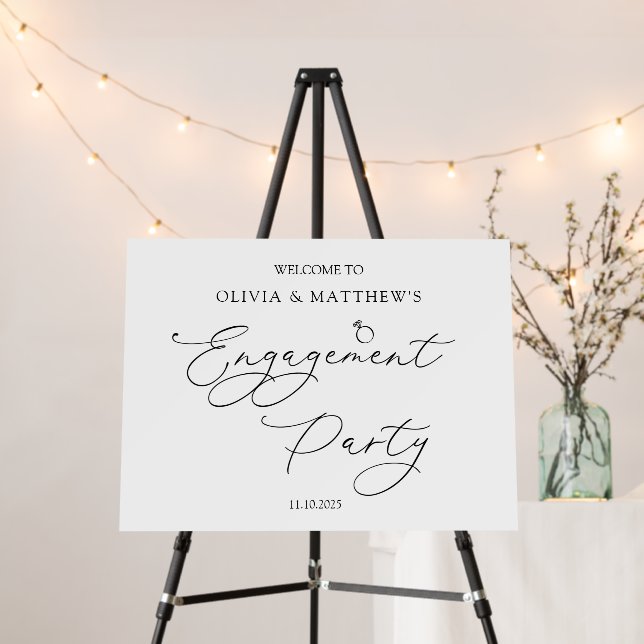 Classic Engagement Party Welcome Sign Foam Board (In Situ (Stand))