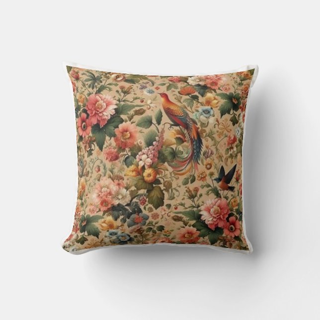 Classic English garden floral Throw Pillow (Front)