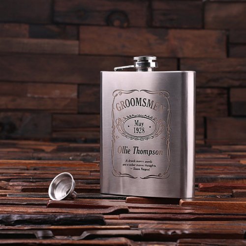 Classic Engraved 18 oz Stainless Steel Hip Flask