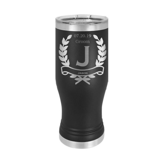 Classic Engraved Laurel Wreath Pulsner Tumbler (Front)