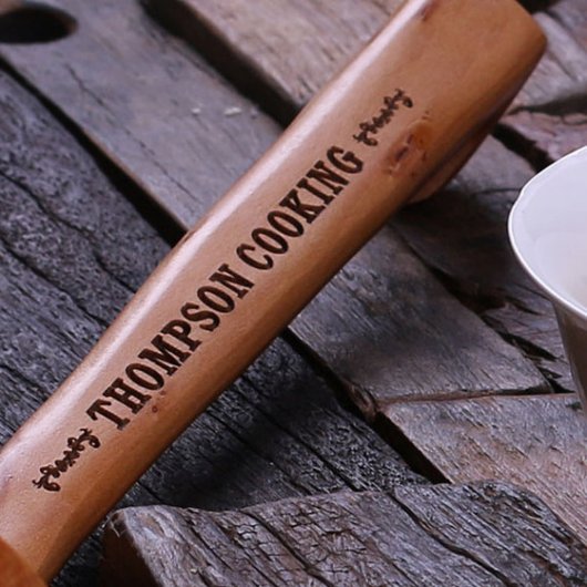 Classic Engraved Long Handled Wooden Soup Ladle (Detail)