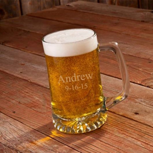 Classic Engraved Sports 25 oz. Glass Beer Mug (Front)