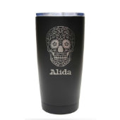 Classic Engraved Sugar Skull Insulated Tumbler (Front)