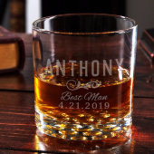 Classic Engraved Wedding Party Rocks Whiskey Glass (Front)