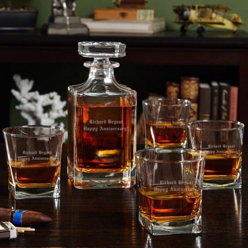 Classic Engraved Whiskey Glasses  Liquor Decanter