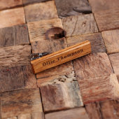 Classic Engraved White Oak Wooden Tie Clip (Front)
