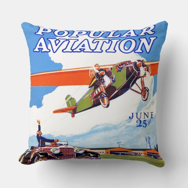 CLASSIC EPHEMERA FROM 1920's RETRO AVIATION Throw Pillow (Front)