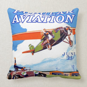 CLASSIC EPHEMERA FROM 1920's RETRO AVIATION Throw Pillow