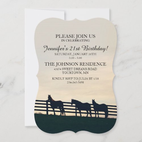 Classic Equestrian 21st Birthday Invitation